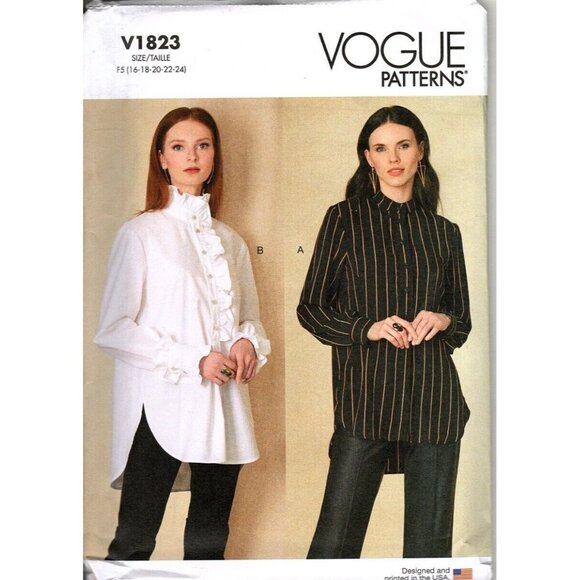 Vogue V1823 Misses 16 to 24 Poets Shirt Blouse Uncut Sewing Pattern Petite - Picture 1 of 2